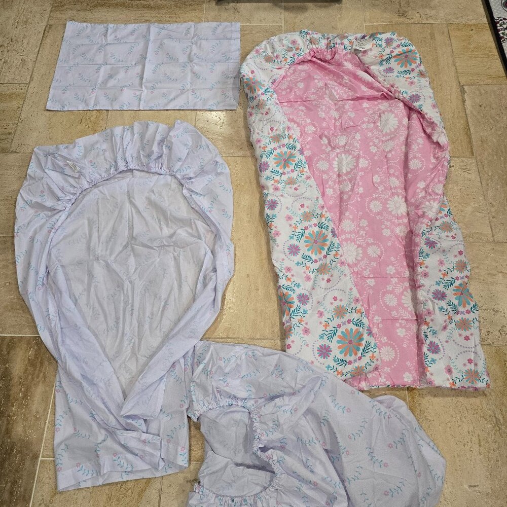 Girls Twin 4pc Floral‎ Bedding Set Comforter, Fitted, Flat, Pillowcase